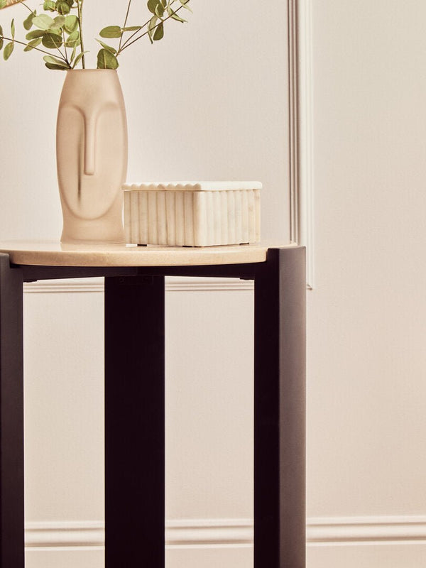 Palermo Cream Marble Top Round Side Table - Canwell Interiors Limited - Xshowhome