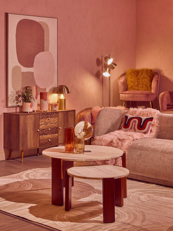 Palermo Round Travertine Top Large Coffee Table - Canwell Interiors Limited - Xshowhome