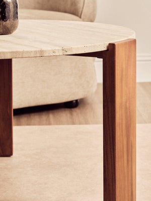 Palermo Round Travertine Top Large Coffee Table - Canwell Interiors Limited - Xshowhome