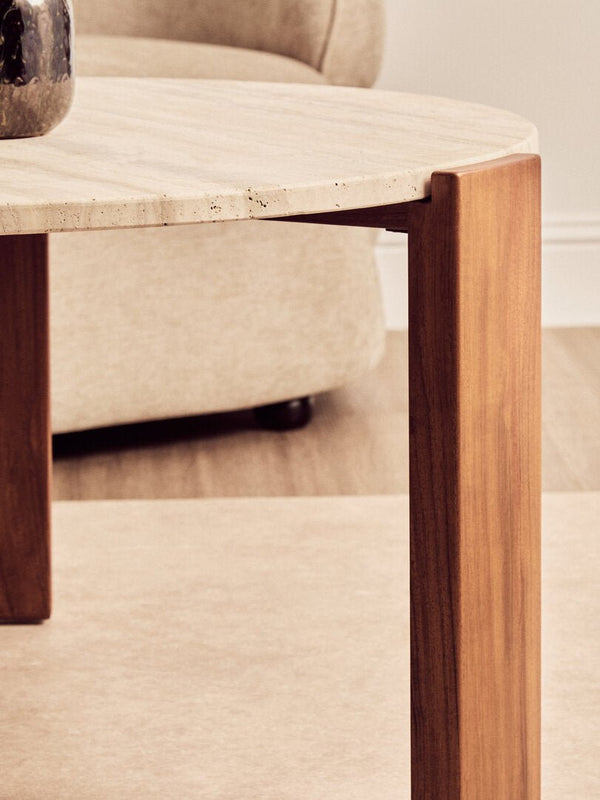 Palermo Round Travertine Top Large Coffee Table - Canwell Interiors Limited - Xshowhome