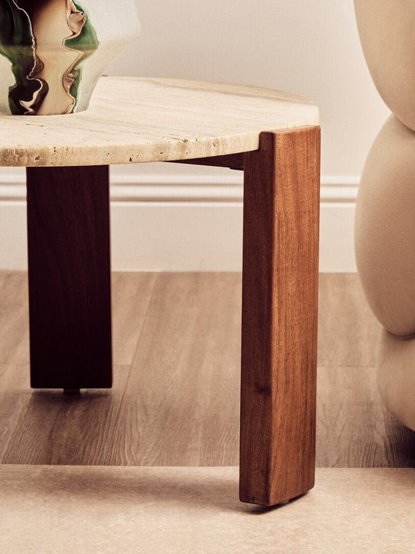 Palermo Round Travertine Top Small Coffee Table - Canwell Interiors Limited - Xshowhome