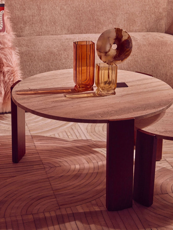 Palermo Round Travertine Top Small Coffee Table - XShowhome Limited - Xshowhome