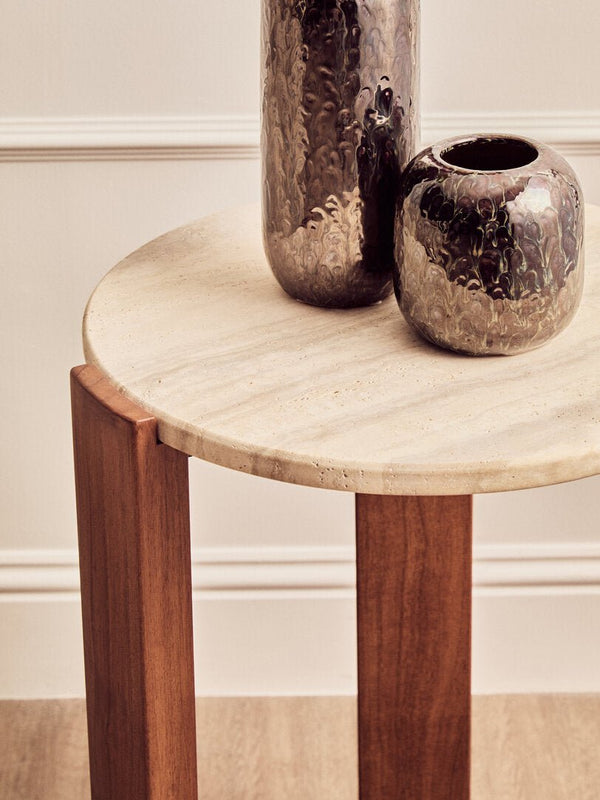 Palermo Travertine Top Round Side Table - Canwell Interiors Limited - Xshowhome