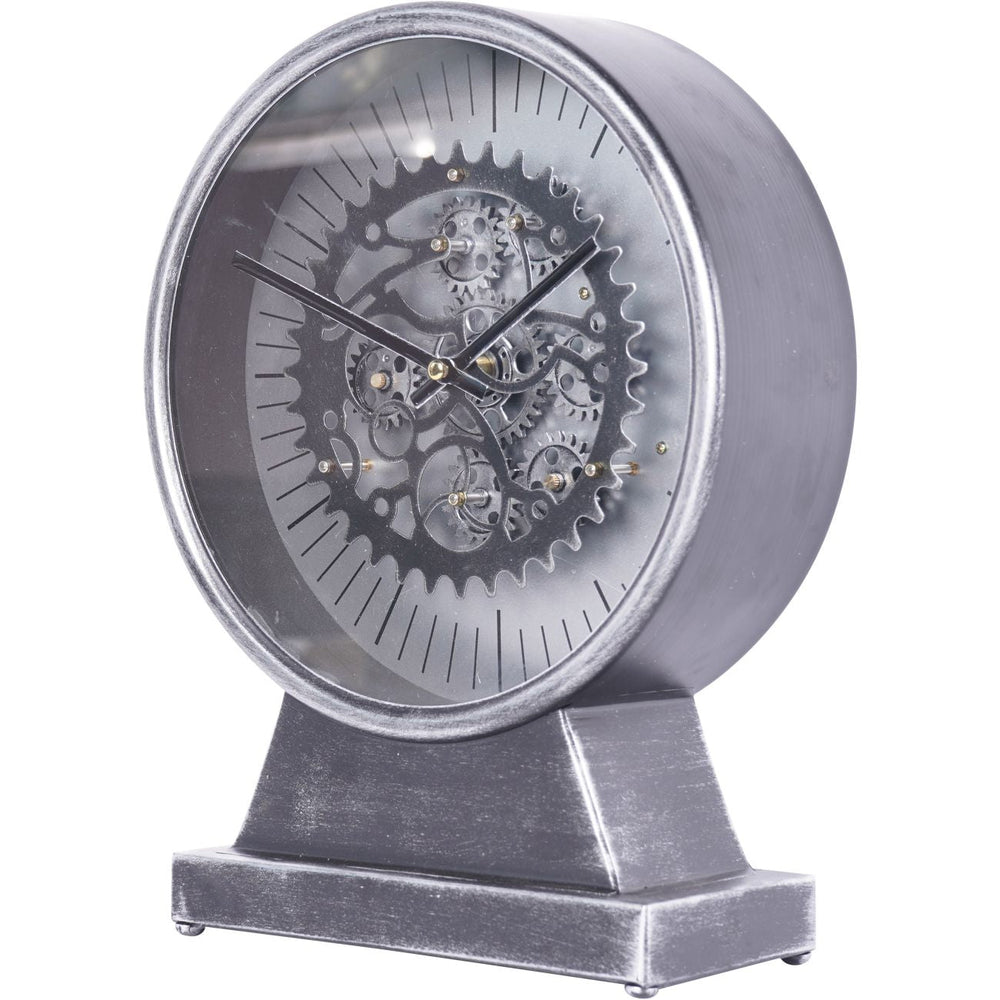 Palladium Mantel Clock with Moving Cogs Nickel - XShowhome Limited - Libra