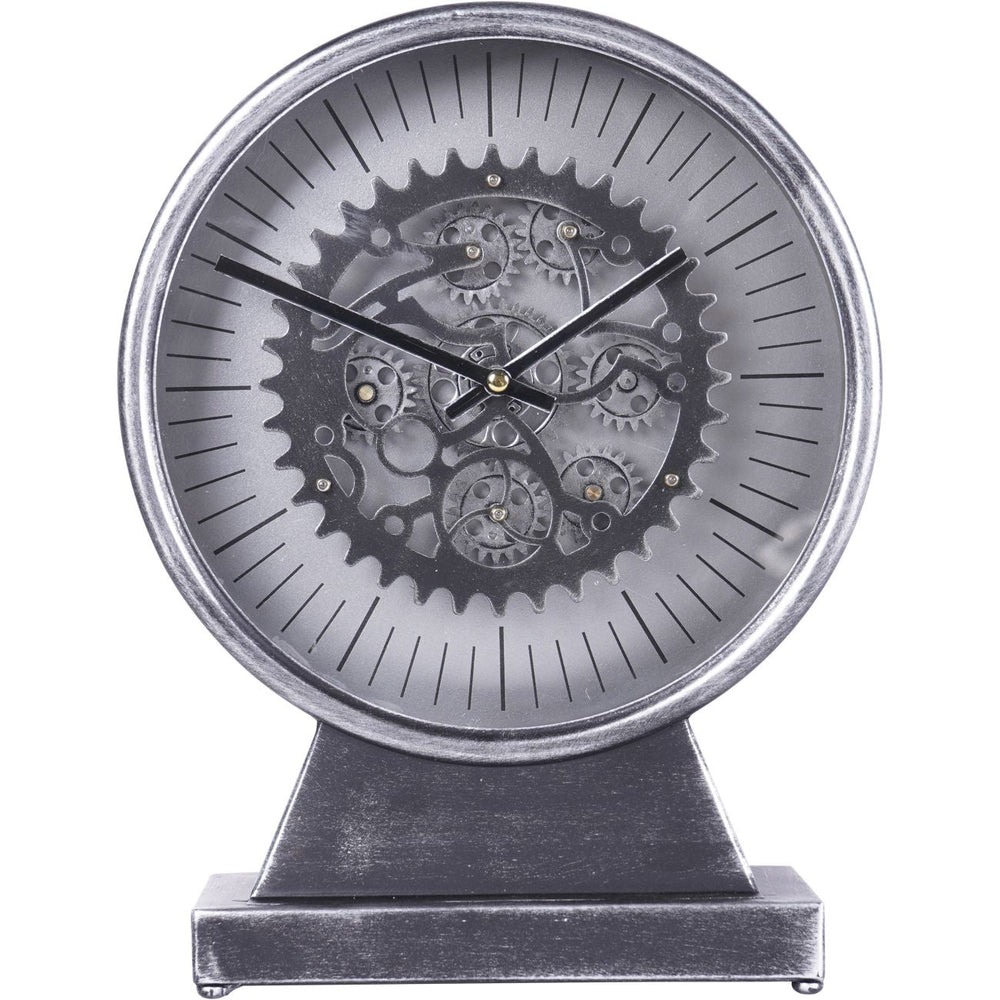 Palladium Mantel Clock with Moving Cogs Nickel - XShowhome Limited - Libra