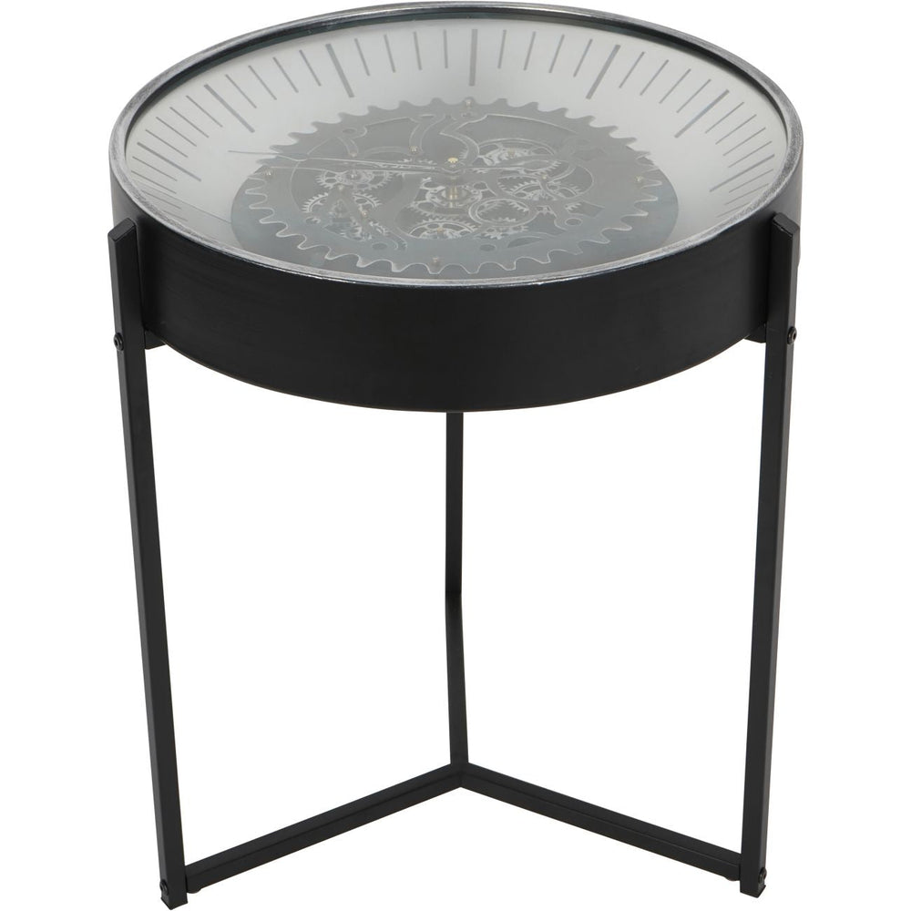 Palladium Side Table Clock with Moving Cogs in Nickel - XShowhome Limited - Libra