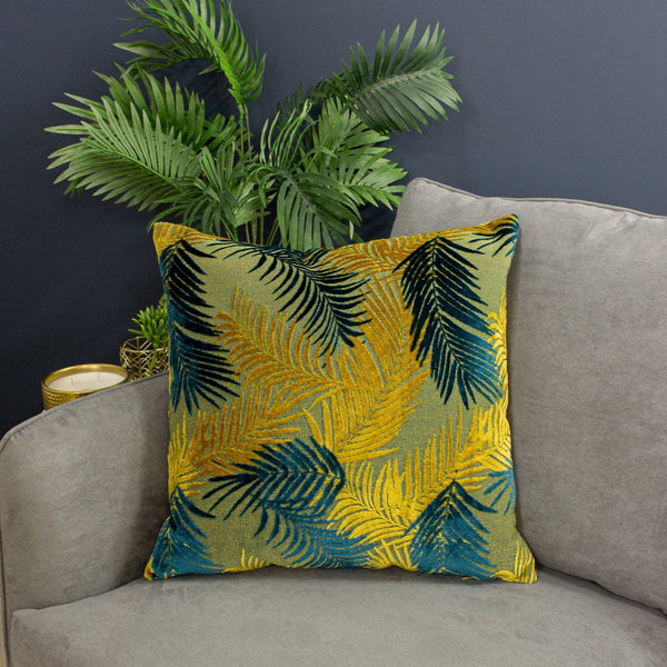 Palm Grove 50x50 Feather Filled Cushion Gold & Tea - Canwell Interiors Limited - Riva