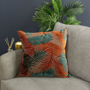 Palm Grove 50x50 Feather Filled Cushion Teal & Rus - Canwell Interiors Limited - Riva