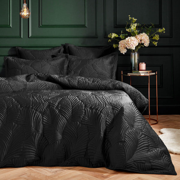 Palmeria King Size Quilted Duvet Set Black - Canwell Interiors Limited - Riva