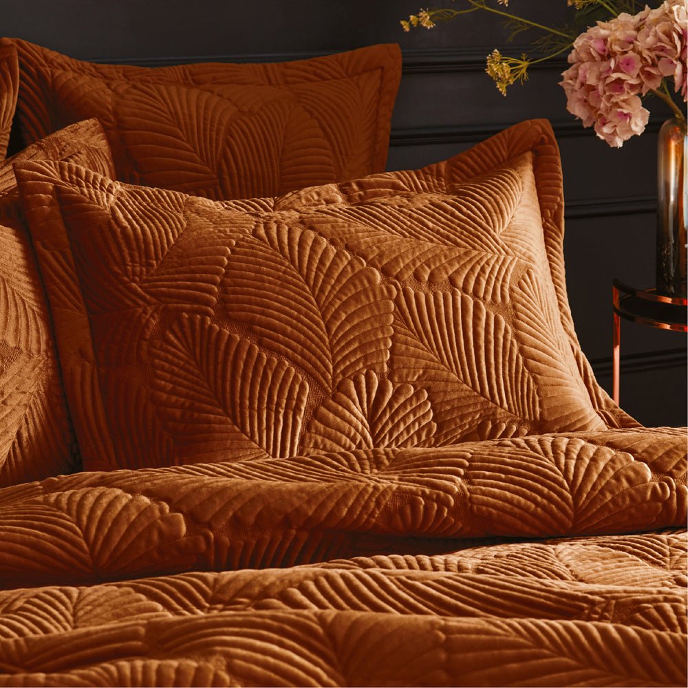 Palmeria King Size Quilted Duvet Set Rust - Canwell Interiors Limited - Riva