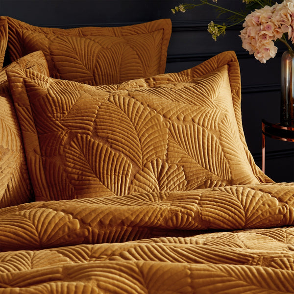 Palmeria Quilted Pillowcase Gold - Canwell Interiors Limited - Riva