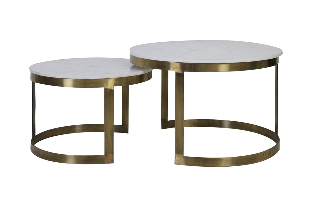 PERLATO Coffee Table — Ø60x40 & Mrbl Whit - antique Bronze - Canwell Interiors Limited - Light & Living