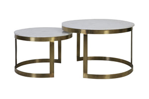 PERLATO Coffee Table — Ø60x40 & Mrbl Whit - antique Bronze - Canwell Interiors Limited - Light & Living
