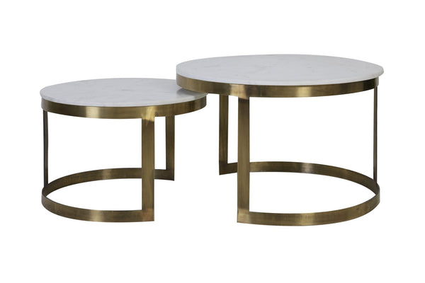 PERLATO Coffee Table — Ø60x40 & Mrbl Whit - antique Bronze - Canwell Interiors Limited - Light & Living