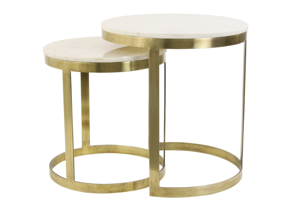 PERLATO Side Table - Ø41x46 & Marble Whte & Antique Bronze - Canwell Interiors Limited - Light & Living
