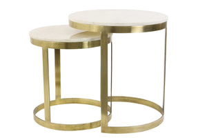 PERLATO Side Table - Ø41x46 & Marble Whte & Antique Bronze - Canwell Interiors Limited - Light & Living
