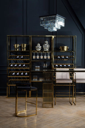 Piermount Gold Bar Shelf Unit With Glass Rack - XShowhome Limited - Xshowhome