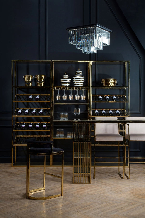 Piermount Gold Bar Shelf Unit With Glass Rack - XShowhome Limited - Xshowhome