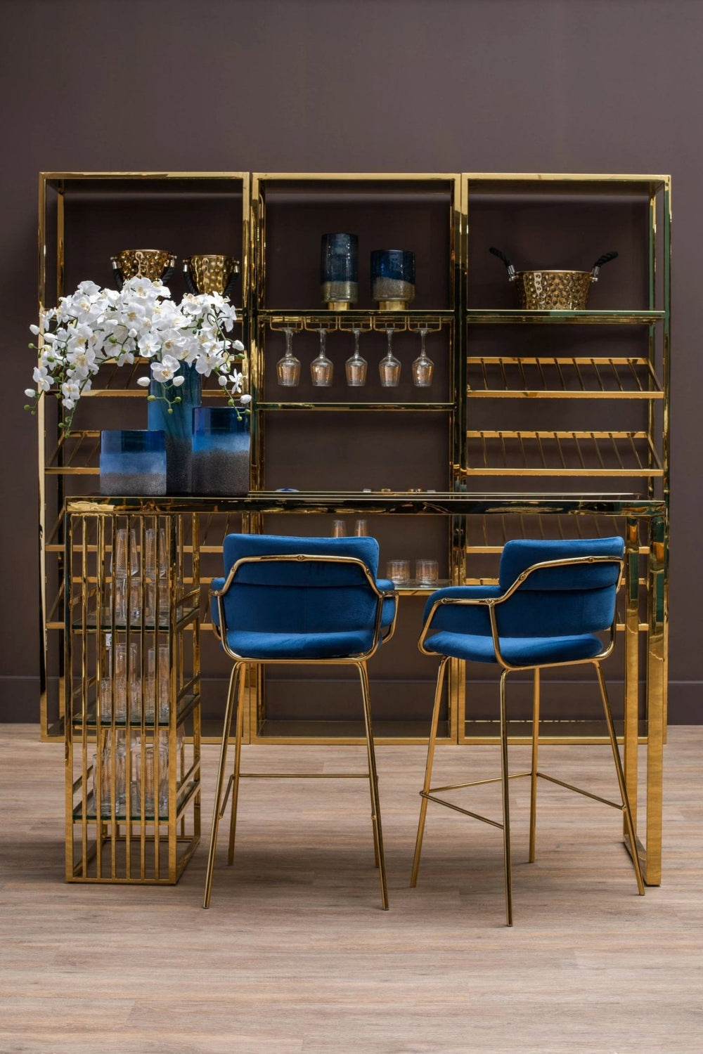 Piermount Gold Bar Shelf Unit With Glass Rack - XShowhome Limited - Xshowhome