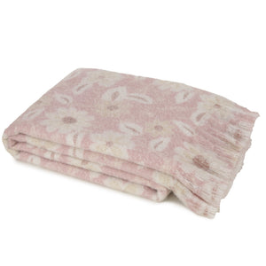 Pink Floral Print on Faux Mohair 130x180 - Canwell Interiors Limited - Malini