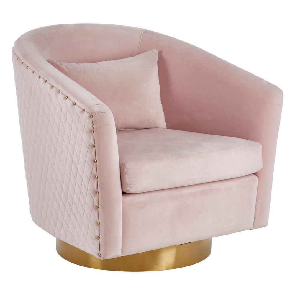 Plazoni Pink Velvet Swivel Chair with Gold Base - Canwell Interiors Limited - Xshowhome