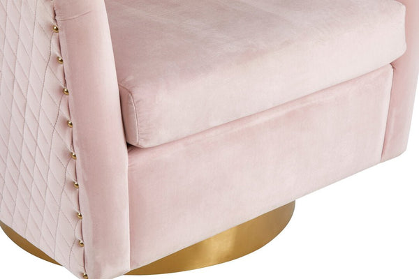 Plazoni Pink Velvet Swivel Chair with Gold Base - Canwell Interiors Limited - Xshowhome