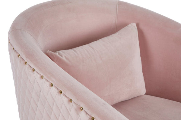 Plazoni Pink Velvet Swivel Chair with Gold Base - Canwell Interiors Limited - Xshowhome