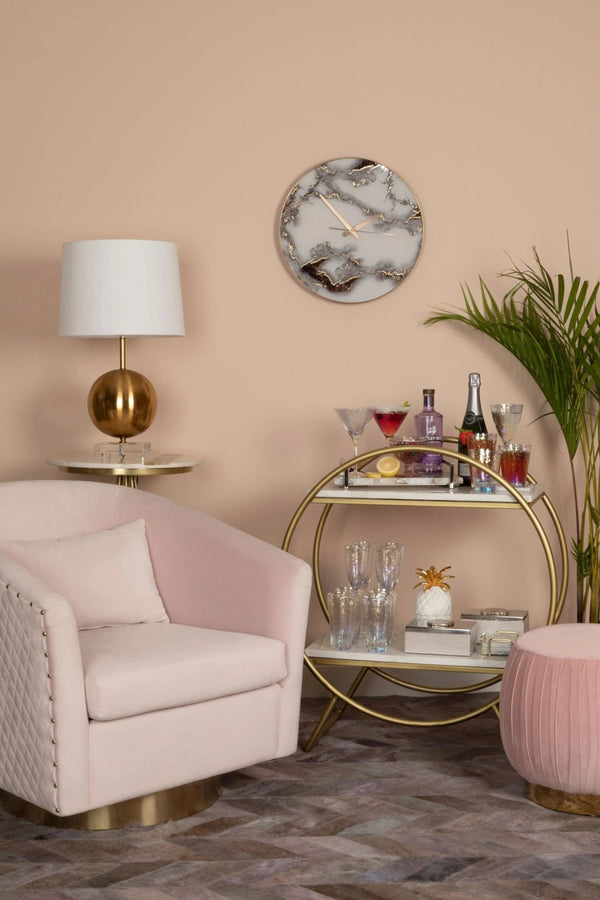 Plazoni Pink Velvet Swivel Chair with Gold Base - XShowhome Limited - Xshowhome