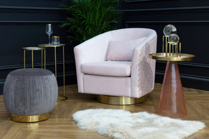 Plazoni Pink Velvet Swivel Chair with Gold Base - XShowhome Limited - Xshowhome