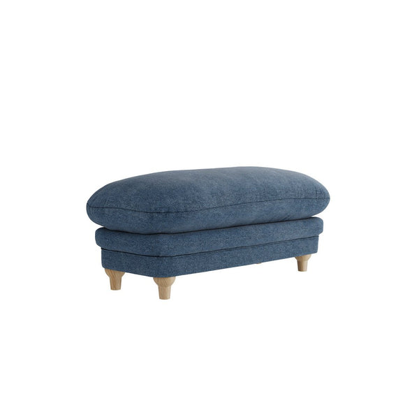 Plumpton Footstool Denim Blue Weave - Canwell Interiors Limited - Canwell