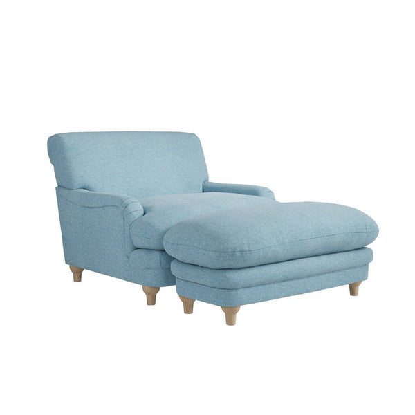 Plumpton Footstool Duck Egg Blue Weave - Canwell Interiors Limited - Canwell