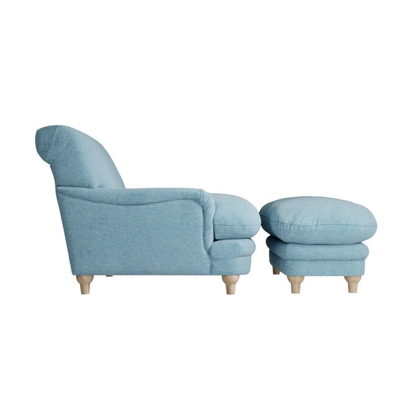 Plumpton Footstool Duck Egg Blue Weave - Canwell Interiors Limited - Canwell