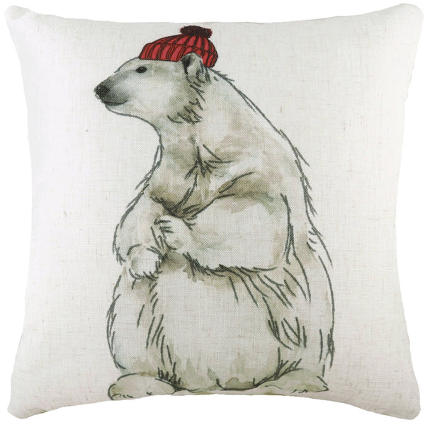 Polar Bear with Hat 43x43 Feather Filled Cushion - Canwell Interiors Limited - Riva
