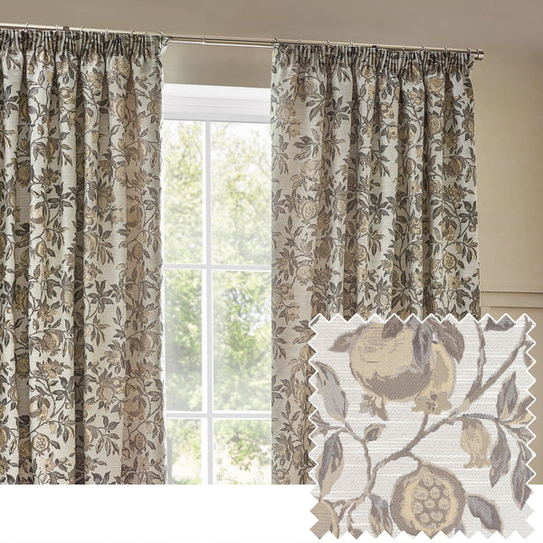 Pomegranate 117x137 Pencil Pleat Curtains Natural - Canwell Interiors Limited - Riva