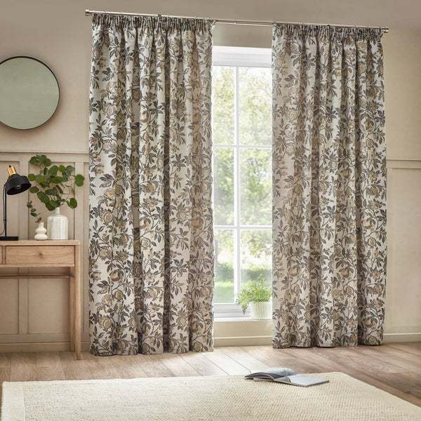 Pomegranate 117x137 Pencil Pleat Curtains Natural - Canwell Interiors Limited - Riva