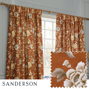 Porcelain Garden 228x137 Pencil Pleat Curtains Rust - Canwell Interiors Limited - Riva