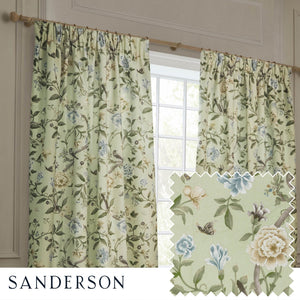 Porcelain Garden 228x182 Pencil Pleat Curtains Sage - Canwell Interiors Limited - Riva