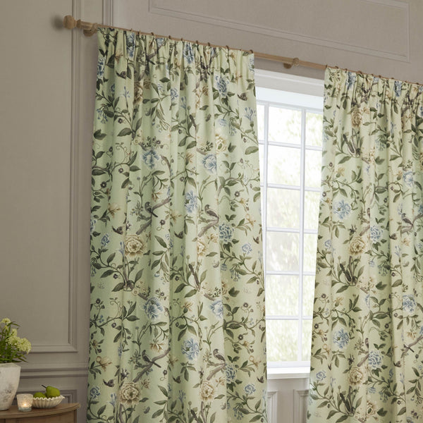 Porcelain Garden 228x182 Pencil Pleat Curtains Sage - XShowhome Limited - Riva