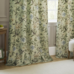 Porcelain Garden 228x182 Pencil Pleat Curtains Sage - XShowhome Limited - Riva