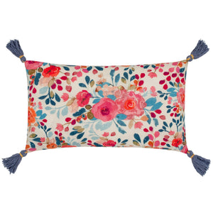 Posies 30x50 Feather Filled Cushion Multi & Blue - Canwell Interiors Limited - Riva