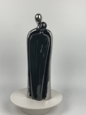 40cm Couple Sculpture Silver and Black