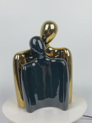 25cm Couple Sculpture Gold and Black