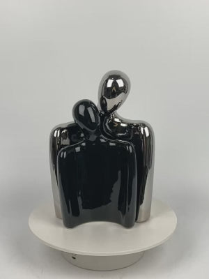 25cm Couple Sculpture Silver and Black