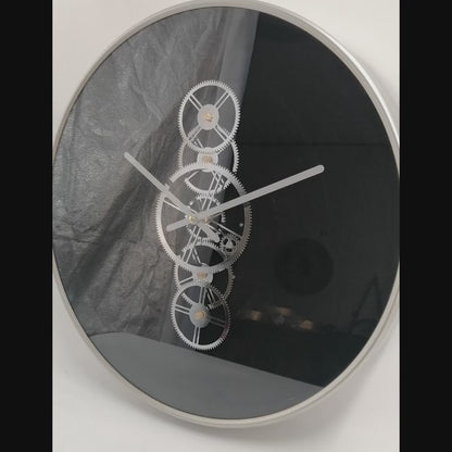 46cm Black and Silver Gears Wall Clock