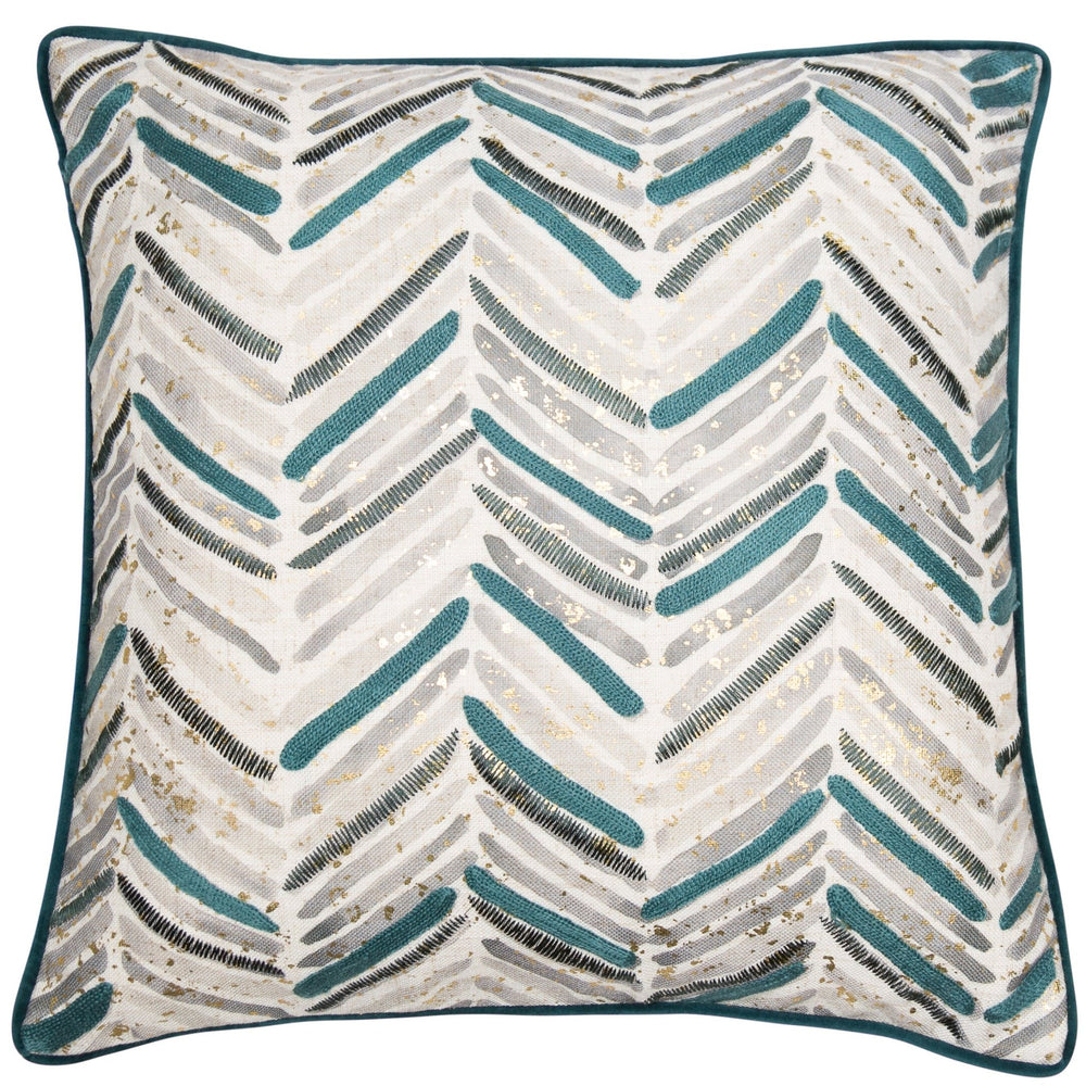 Print W. Emb Chevron Teal 45x45 - Canwell Interiors Limited - Malini