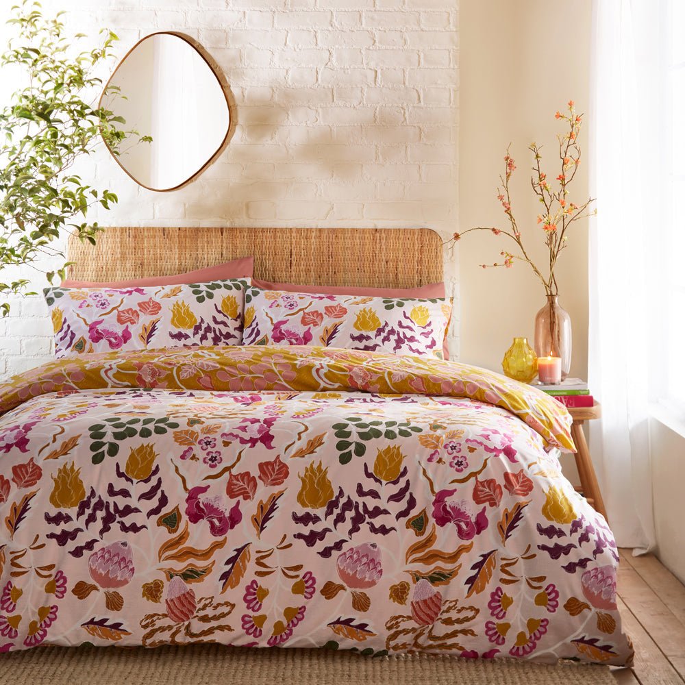 Protea King Size Duvet Set Pink - Canwell Interiors Limited - Riva