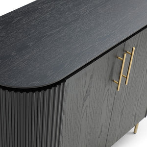 Lantine 2 Door Cabinet - Black Oak & Brass - Tommy Franks