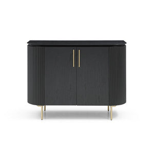 Lantine 2 Door Cabinet - Black Oak & Brass - Tommy Franks