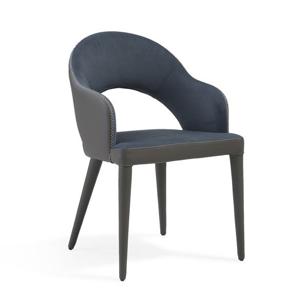 Jiva Dining Chair - Nappa Midnight Blue & Grey - Tommy Franks