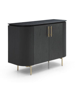 Lantine 2 Door Cabinet - Black Oak & Brass - Tommy Franks
